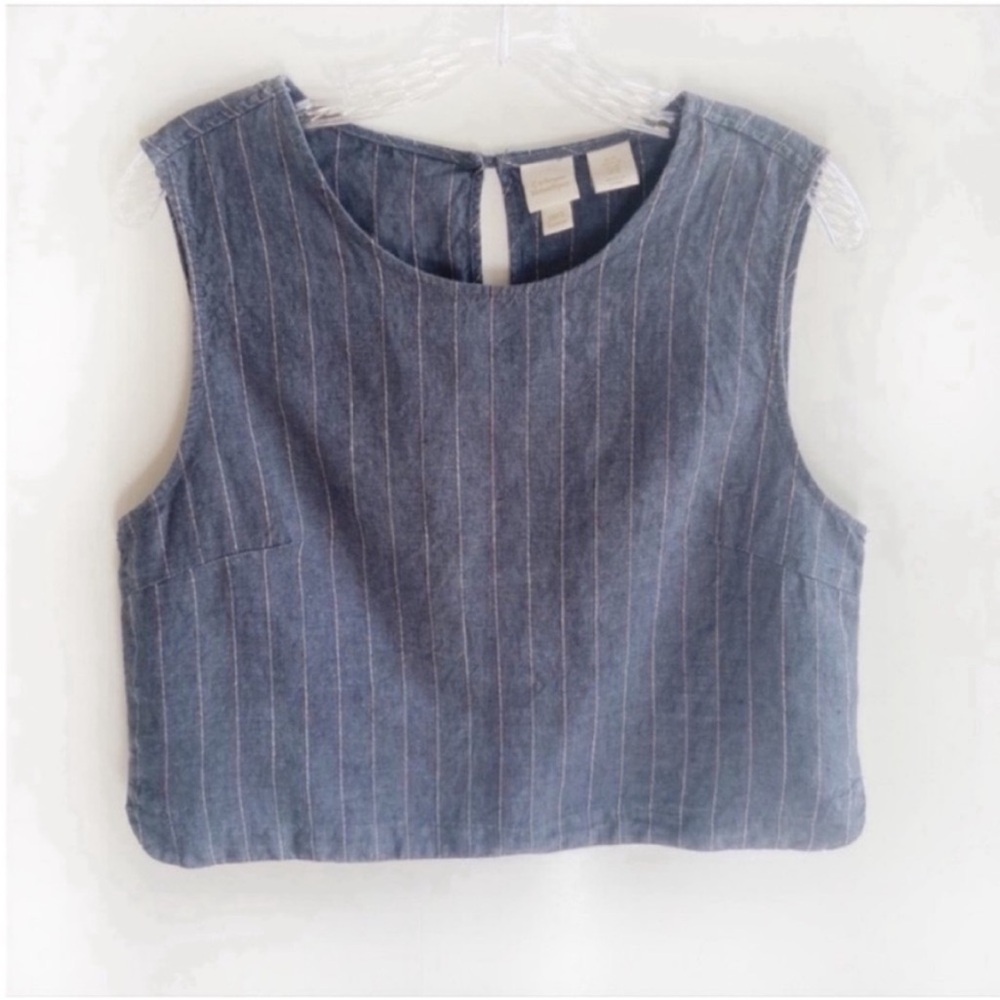 Catherine Malandrino crop top blue striped linen - Picture 1 of 7